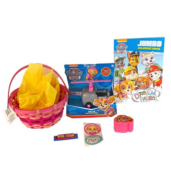 PAW Patrol Easter Basket for Girls | Skye Toy Helicopter, Coloring Book Stickers - Picture 2 of 6